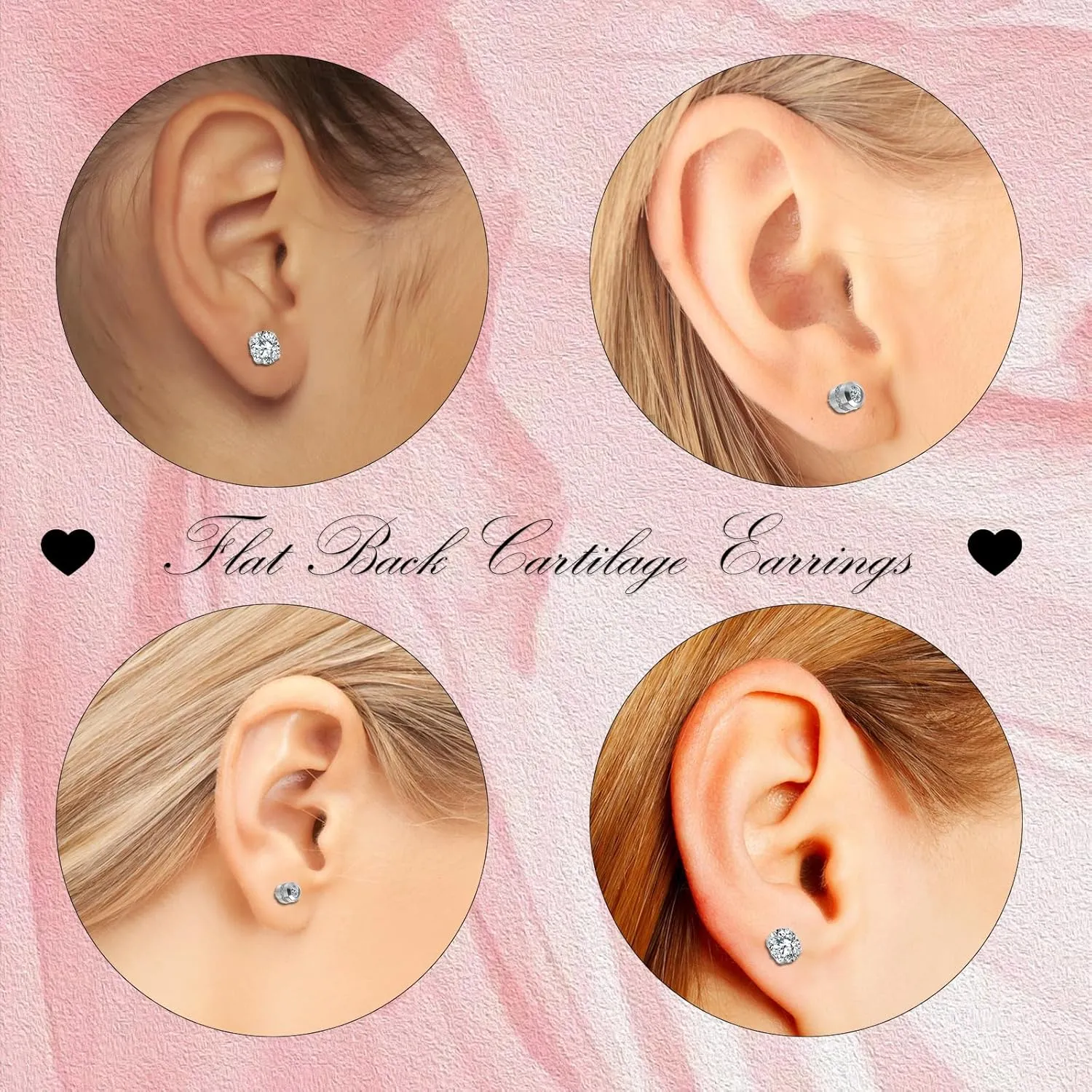 Titanium Surgical Stainless Steel Cubic Zirconia Screw Back Stud Earrings,Hypoallergenic Dainty Screw Flat Back CZ Studs Double Side Titanium Screw Back Earrings for Women Men (Rainbow Colorful)