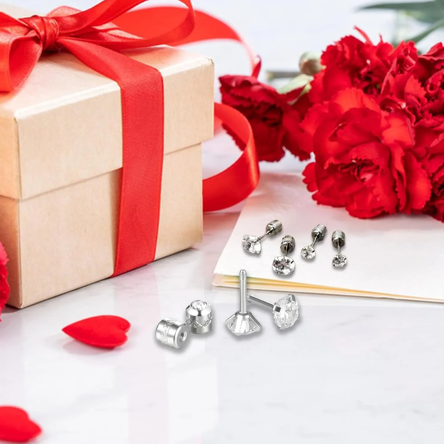 Titanium Surgical Stainless Steel Cubic Zirconia Screw Back Stud Earrings,Hypoallergenic Dainty Screw Flat Back CZ Studs Double Side Titanium Screw Back Earrings for Women Men (Rainbow Colorful)