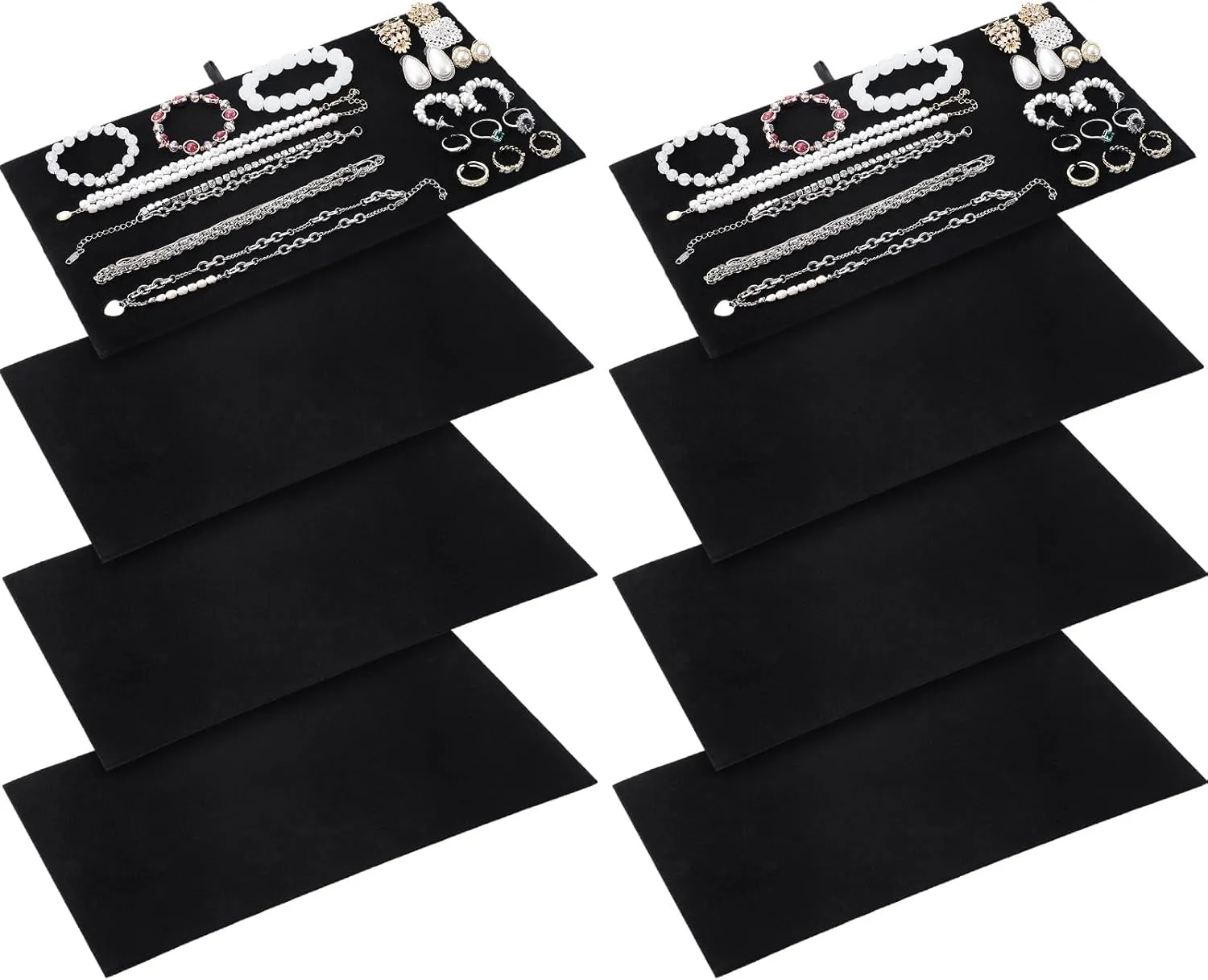Tondiamo 8 Pcs Black Velvet Pad Tray Insert Jewelry Display for Necklaces Bracelets Earrings Rings Body Jewelry Accessories (No Tray Included)