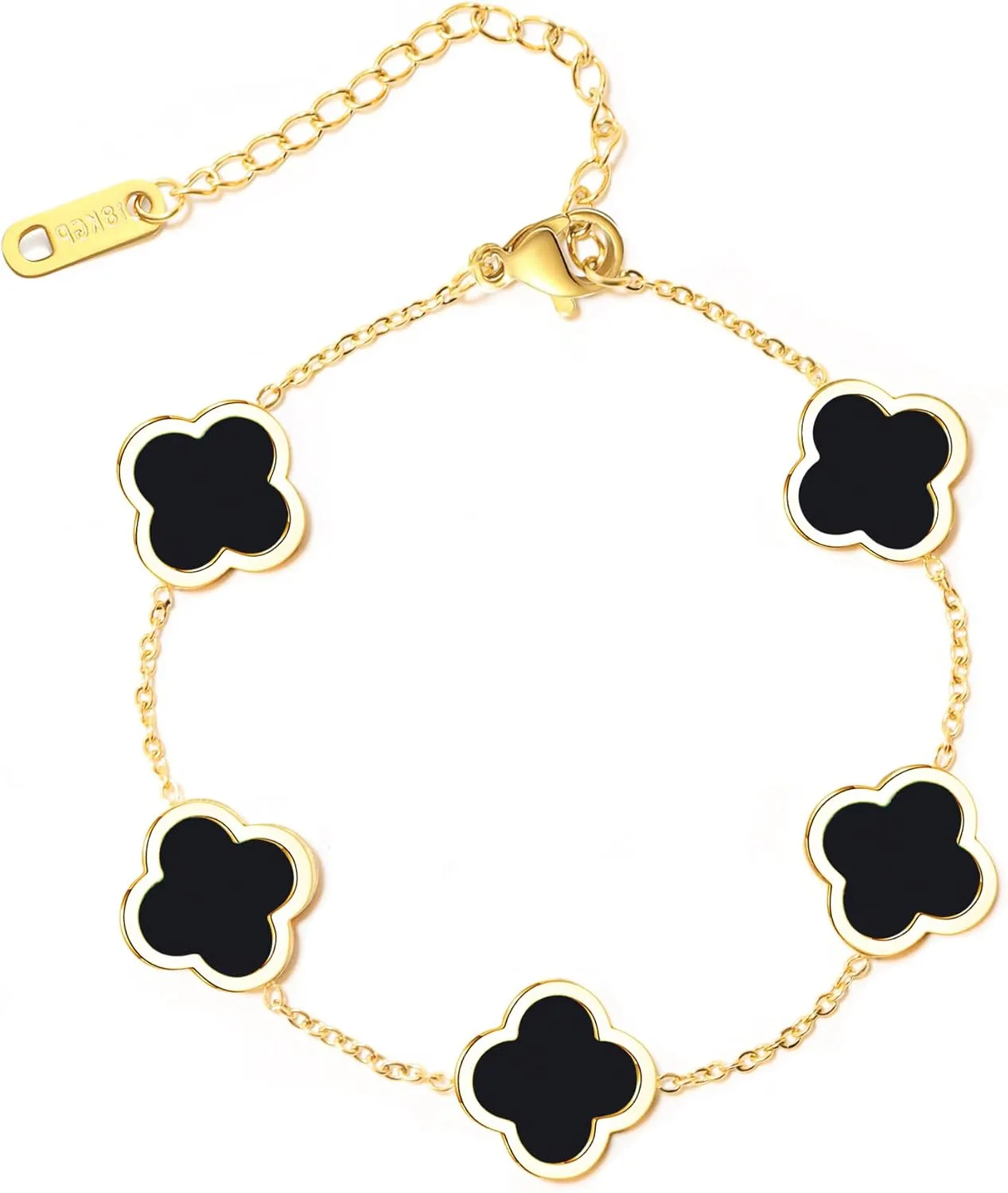 Trendy Link Bracelets for Women 18K Gold Plated Clover Adjustable Lucky Bracelet Mother's Day Gift