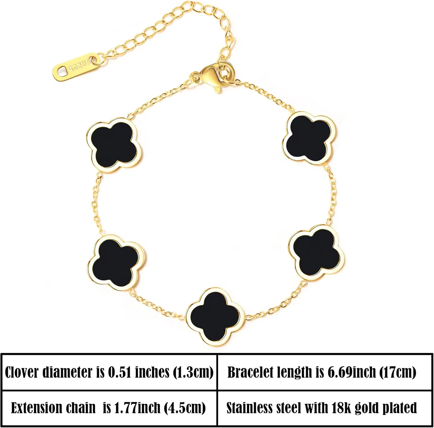 Trendy Link Bracelets for Women 18K Gold Plated Clover Adjustable Lucky Bracelet Mother's Day Gift