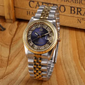 Unisex Rhinestone & Stainless Steel Luminous Watches