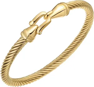 Unisex Stainless Steel Twisted Cable Wire Bracelets Charm Bangle Bracelet with Hook Clasp Best Friend Fashion Jewelry Gift for Women Men