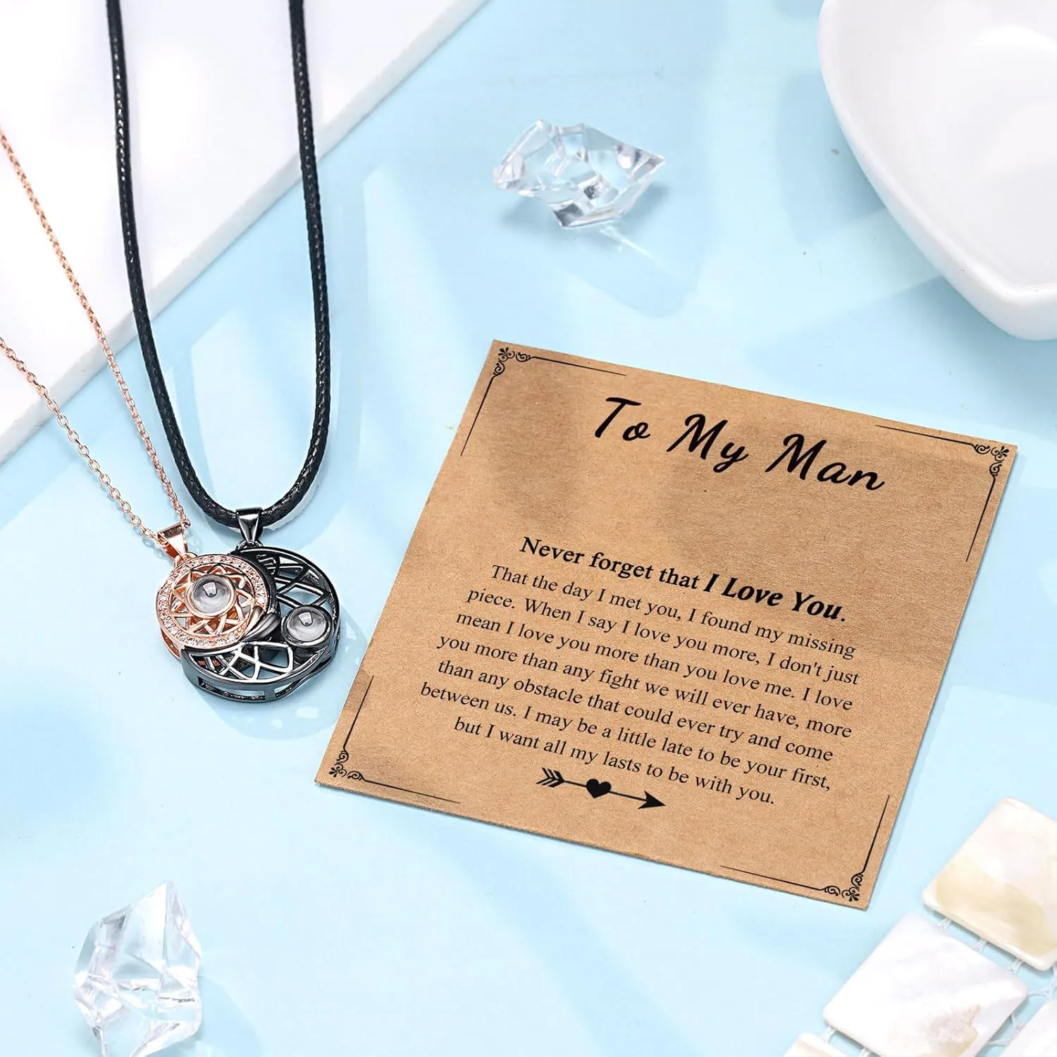 UPROMI Couple Necklace for Boyfriend/Girlfriend/Husband/Man/Soulmate, Anniversary Christmas Birthday Wedding Gifts for Him Her