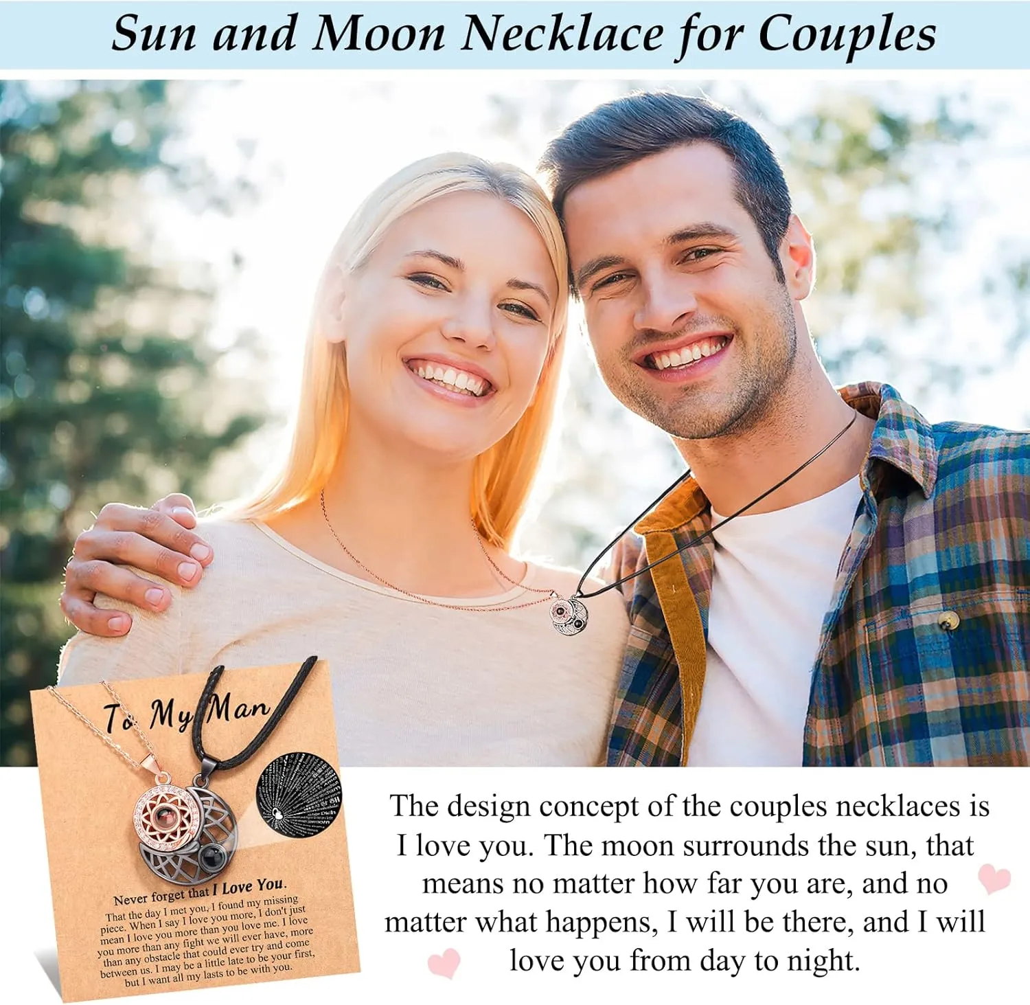UPROMI Couple Necklace for Boyfriend/Girlfriend/Husband/Man/Soulmate, Anniversary Christmas Birthday Wedding Gifts for Him Her