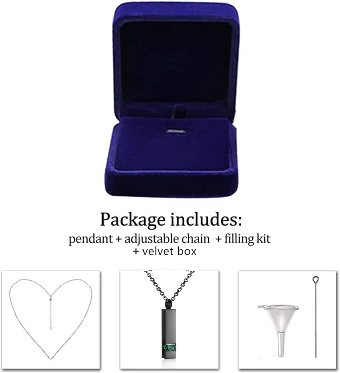 Urn Necklaces for Ashes Stainless Steel Bar Pendant Necklace Cube Memorial Ashes Necklace Crystal Cremation Urn Pendant for Men