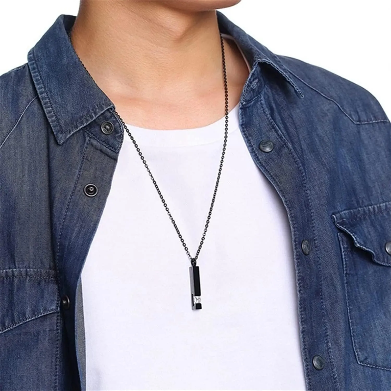Urn Necklaces for Ashes Stainless Steel Bar Pendant Necklace Cube Memorial Ashes Necklace Crystal Cremation Urn Pendant for Men
