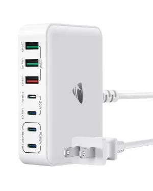 USB C Fast Charger Block 165W GaN 7 Port USB C Wall Charger Adapter