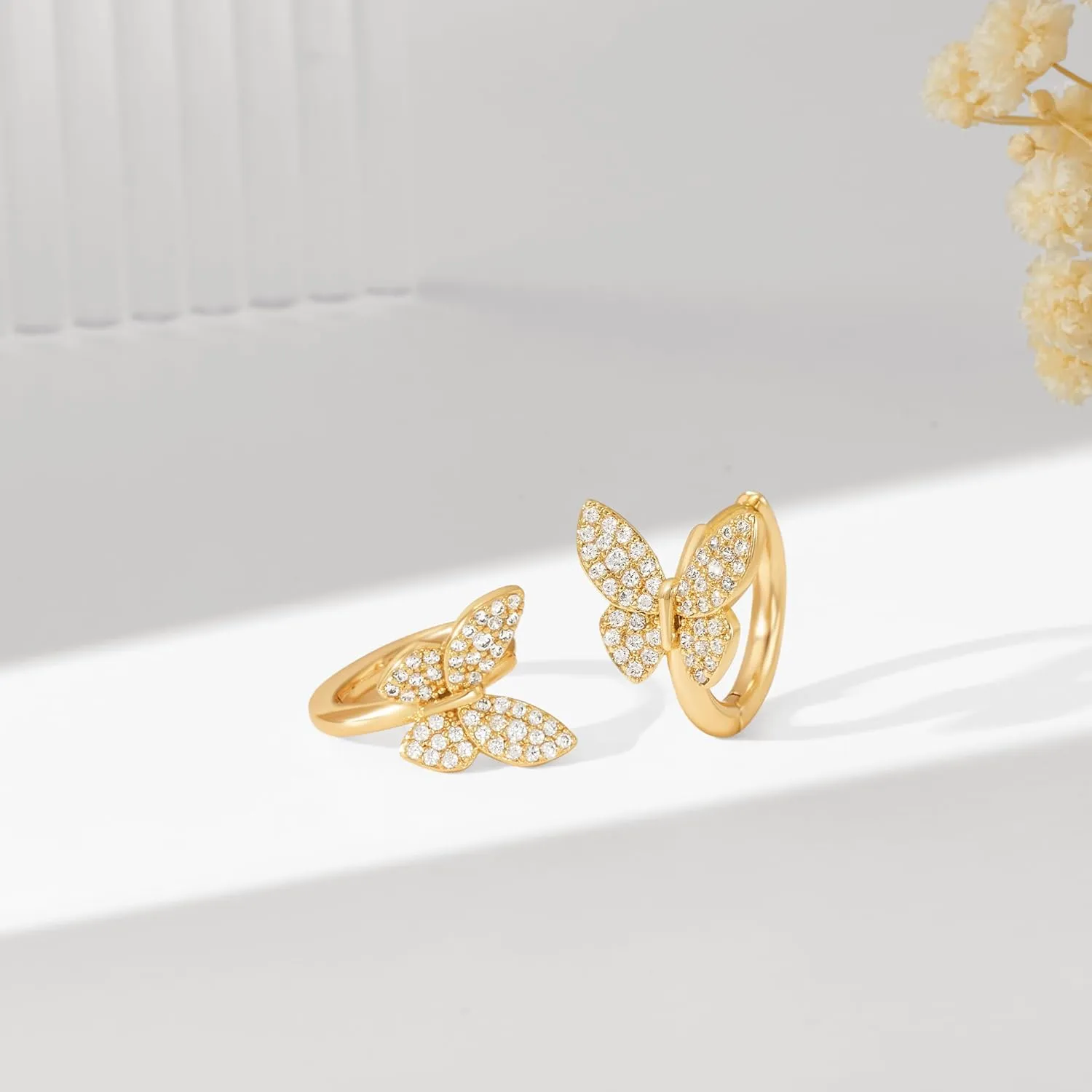 VACRONA Cubic Zirconia Huggie Earrings 14k Gold Plated Tiny Earrings Small Huggie Hoop Earrings Simple Lightweight Hoops Gift for Women