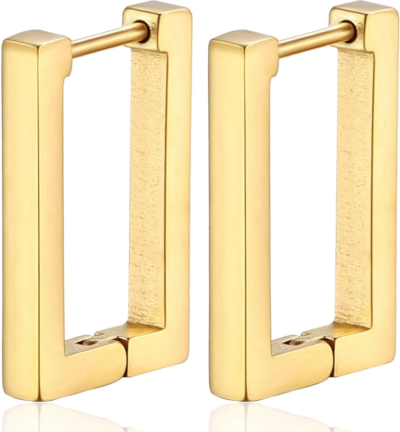 Valentino 14K Gold Plated Dainty Paperclip Link Chain Double Hoop Summer Square Hanging Drop Dangle Earrings