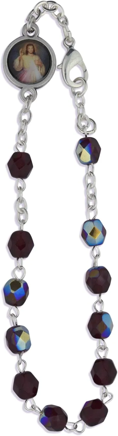 Vatican Imports Crystal One Decade Rosary Bracelet (Garnet)