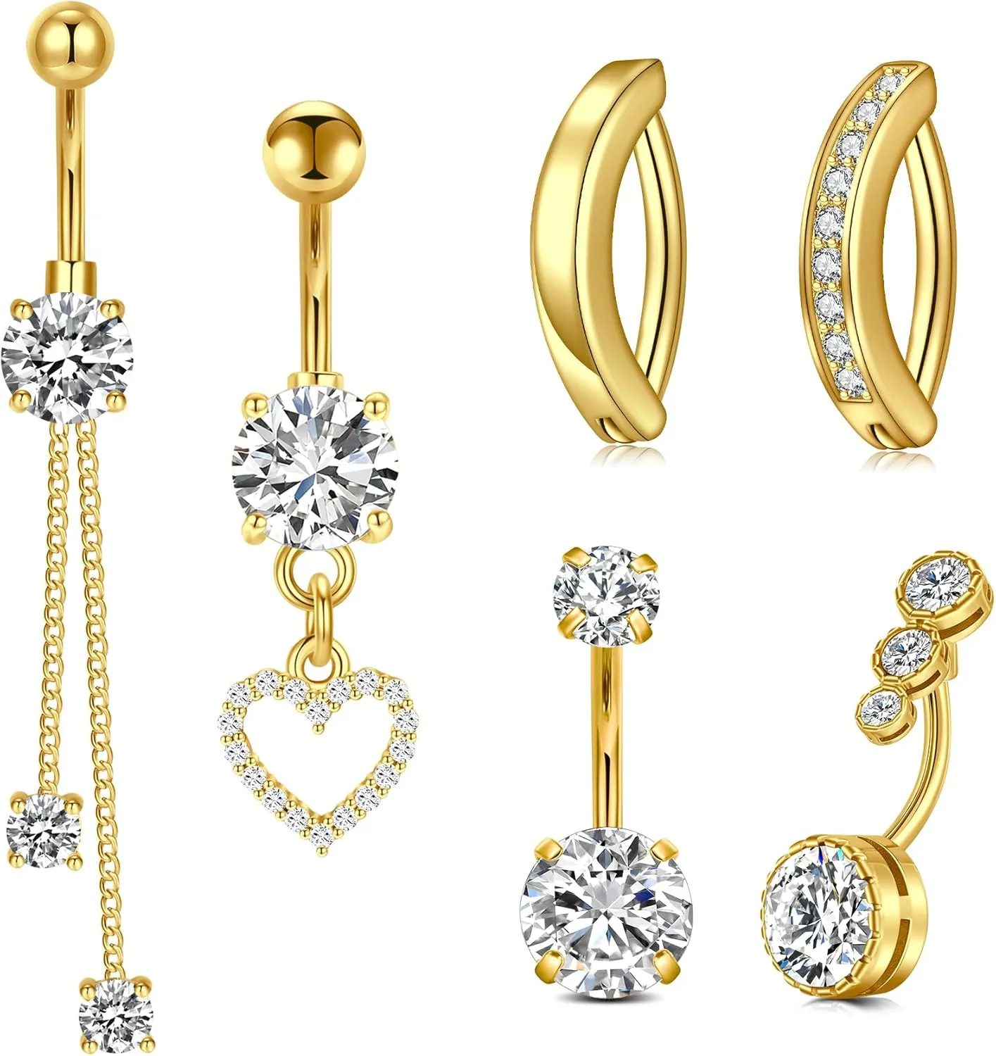 VCMART Belly Button Ring Belly Button Piercing Surgical Steel Belly Rings 14G Belly Button Rings Belly Navel Rings Piercing Jewelry