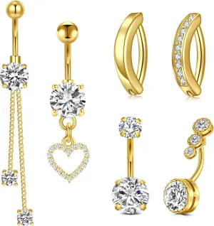 VCMART Belly Button Ring Belly Button Piercing Surgical Steel Belly Rings 14G Belly Button Rings Belly Navel Rings Piercing Jewelry