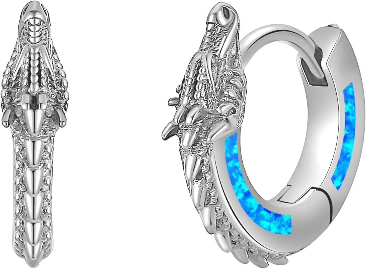 Viking Celtic/Dragon/Triangle Hoop Earrings Sterling Silver Black/Abalone Shell/Opal Punk Huggie Hoop Earrings Viking Jewelry Gift for Men