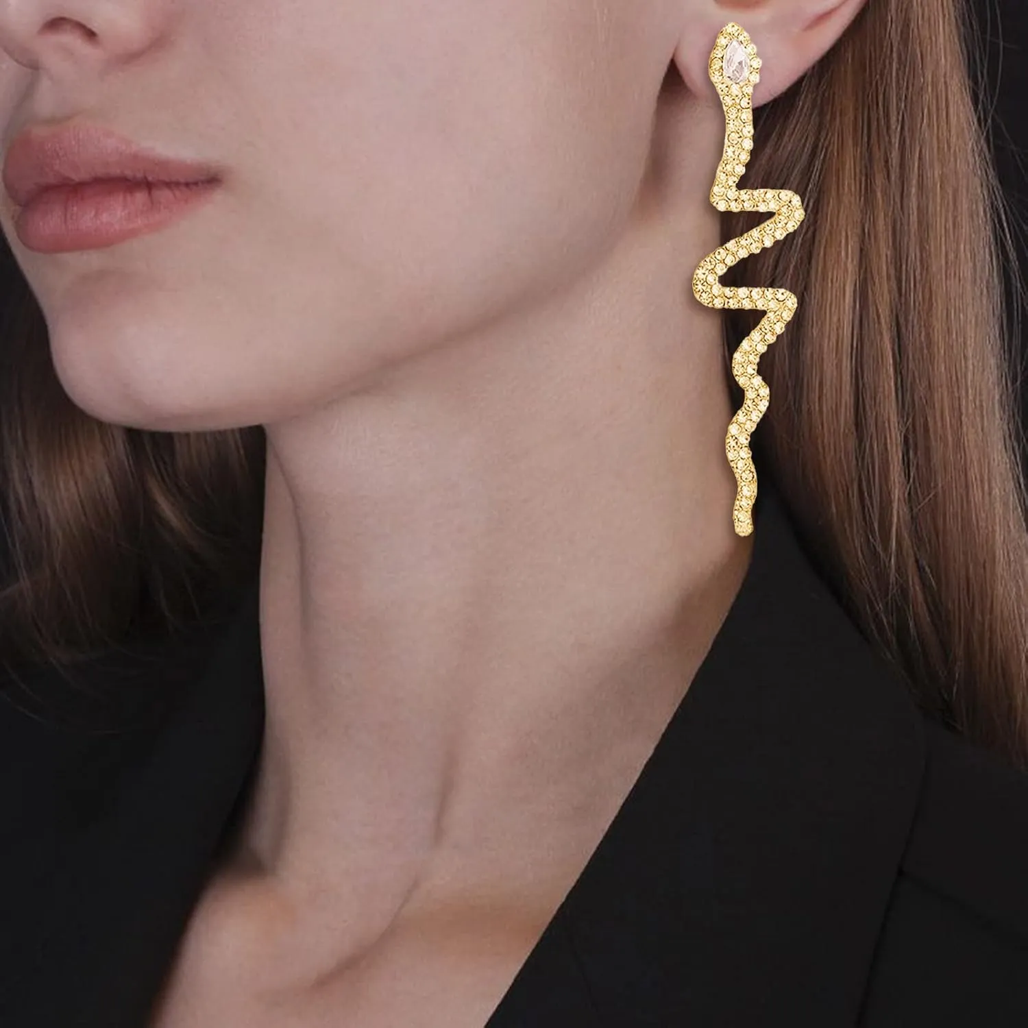 Vintage Snake Earrings for Women Girls Rhinestone Snake Dangle Earrings unk Snake Cuff Earring Snake Jewelry Gothic Jewelry Gifts
