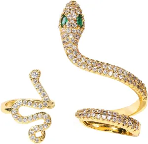Vintage Snake Earrings for Women,C Shape Hoop Animal Earring Punk Rhinestones Snake Ear Cuff Clip Wrap Earrings Non Piercing Cartilage Cuff Earrings Gothic Jewelry Gifts