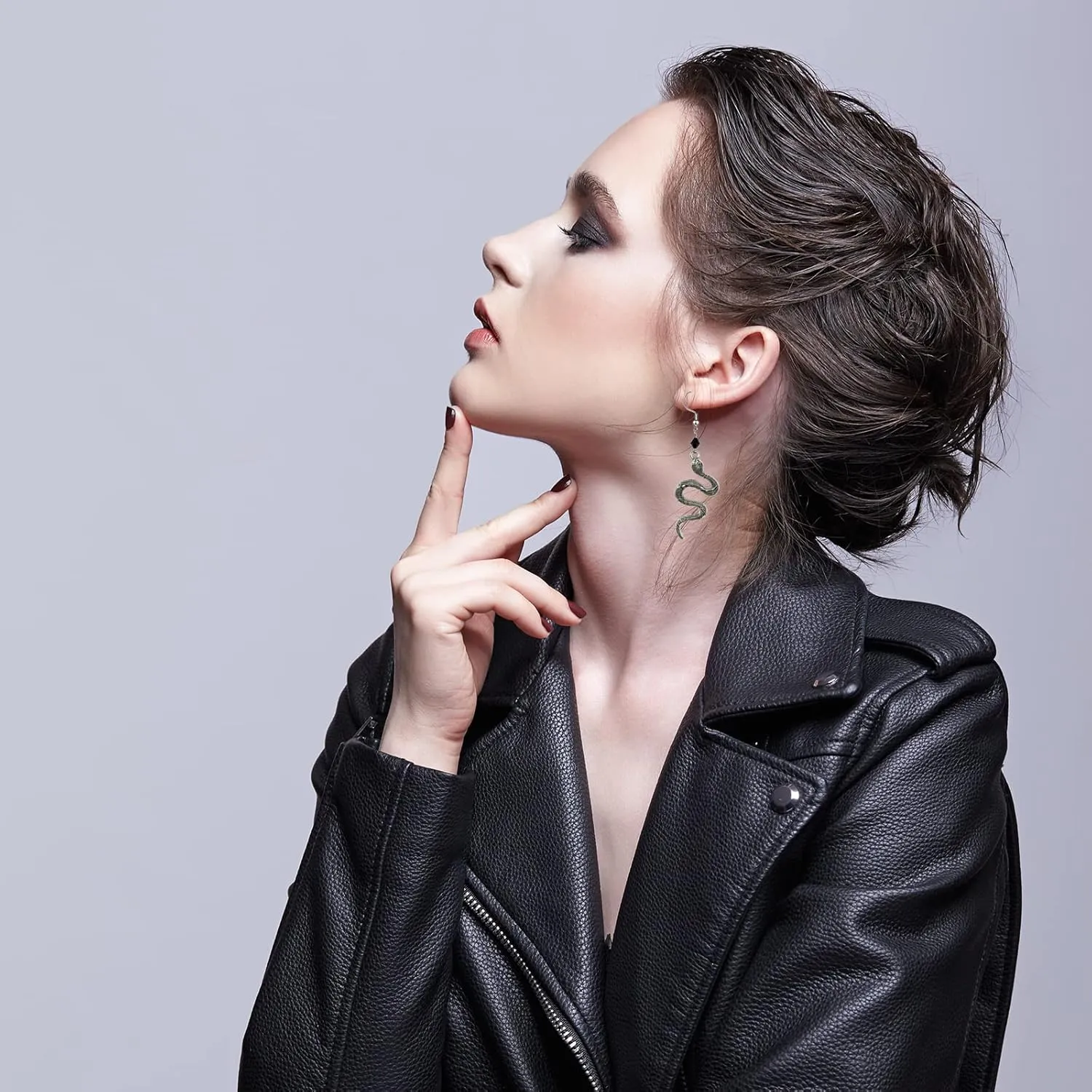 Vintage Snake Earrings - Punk Gothic Dangle Studs - Hypoallergenic Animal Snake Jewelry for Women