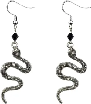 Vintage Snake Earrings - Punk Gothic Dangle Studs - Hypoallergenic Animal Snake Jewelry for Women
