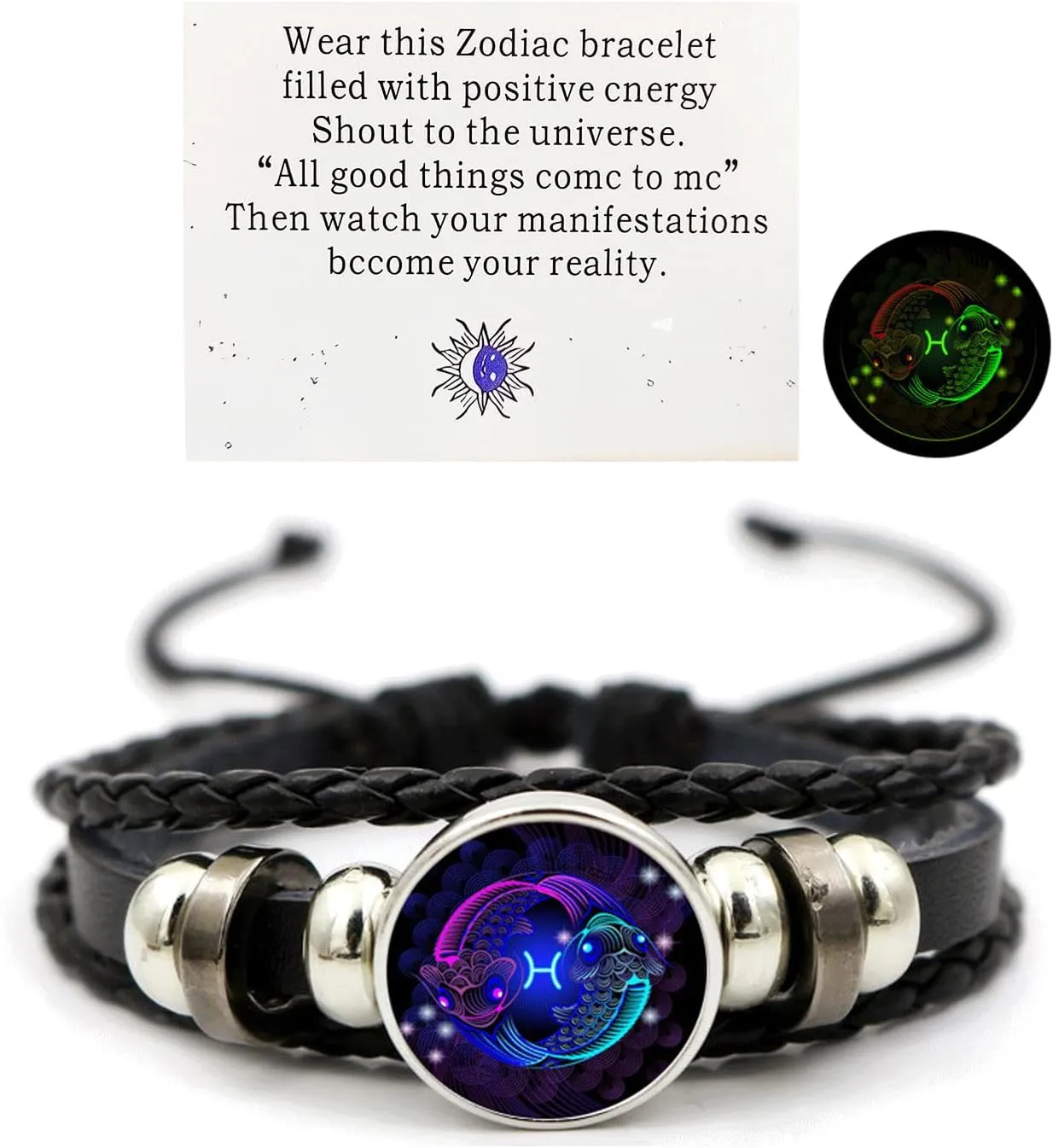Vintage Zodiac Constellation Bracelets Zodiac Guardian Bracelet Black Leather Bracelet Adjustable Handmade Woven Bracelet Birthday Jewelry for Women