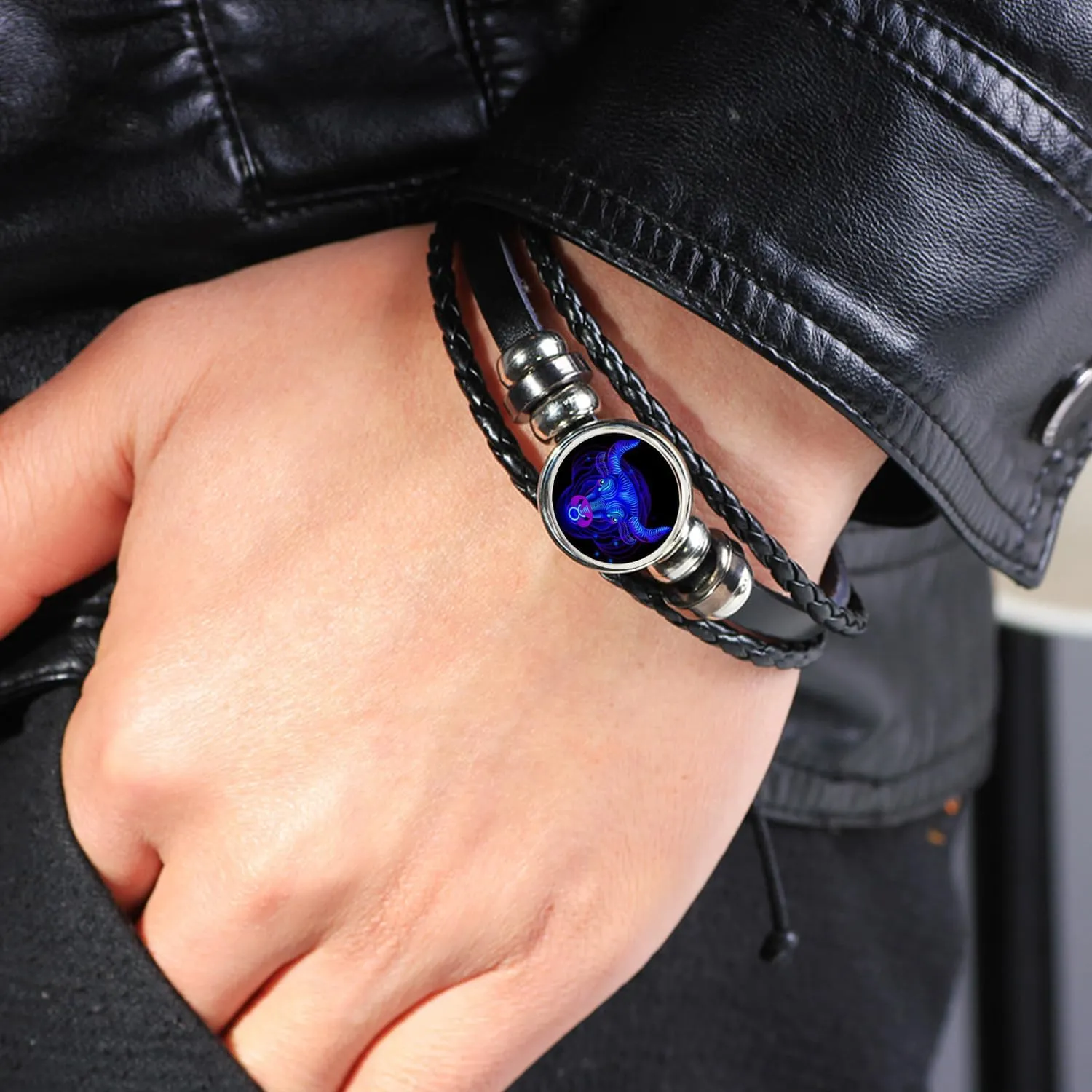 Vintage Zodiac Constellation Bracelets Zodiac Guardian Bracelet Black Leather Bracelet Adjustable Handmade Woven Bracelet Birthday Jewelry for Women