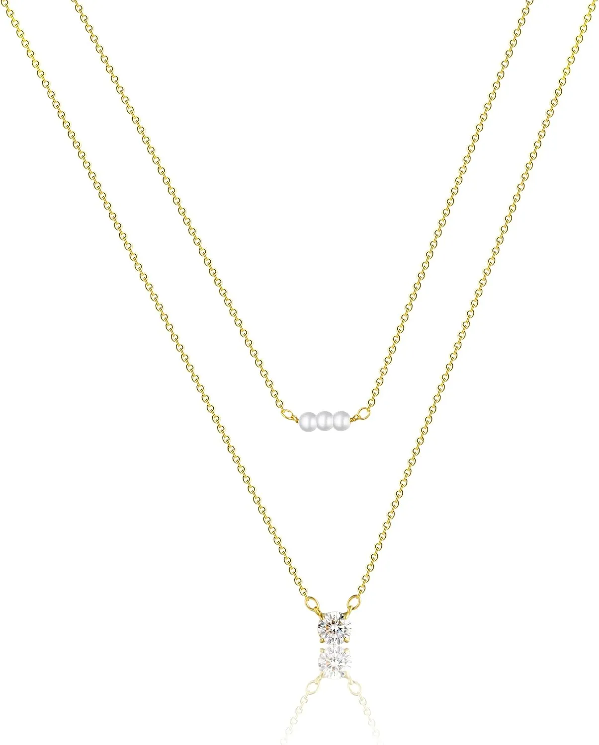VIROMY Dainty Gold Necklace for Women 14K Gold Plated Layered Satellite Necklaces Trible Layering Paper Clip Chain Link Necklace Everyday Jewelry