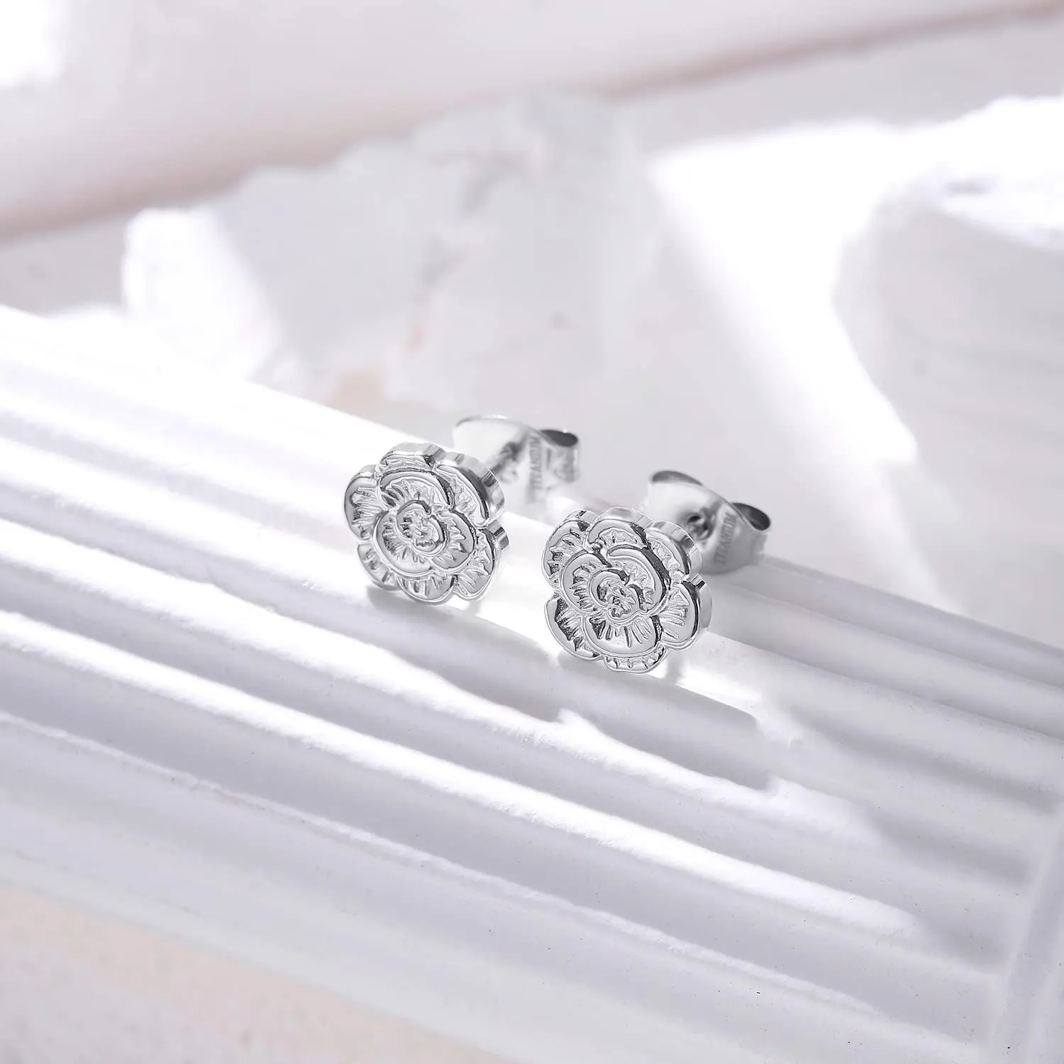 VOJO Implant Grade G23 Titanium Stud Earrings for Sensitive Ears Post Pierced Cartilage Lobe Earring Stud for Women