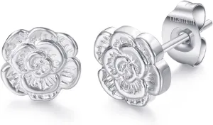 VOJO Implant Grade G23 Titanium Stud Earrings for Sensitive Ears Post Pierced Cartilage Lobe Earring Stud for Women