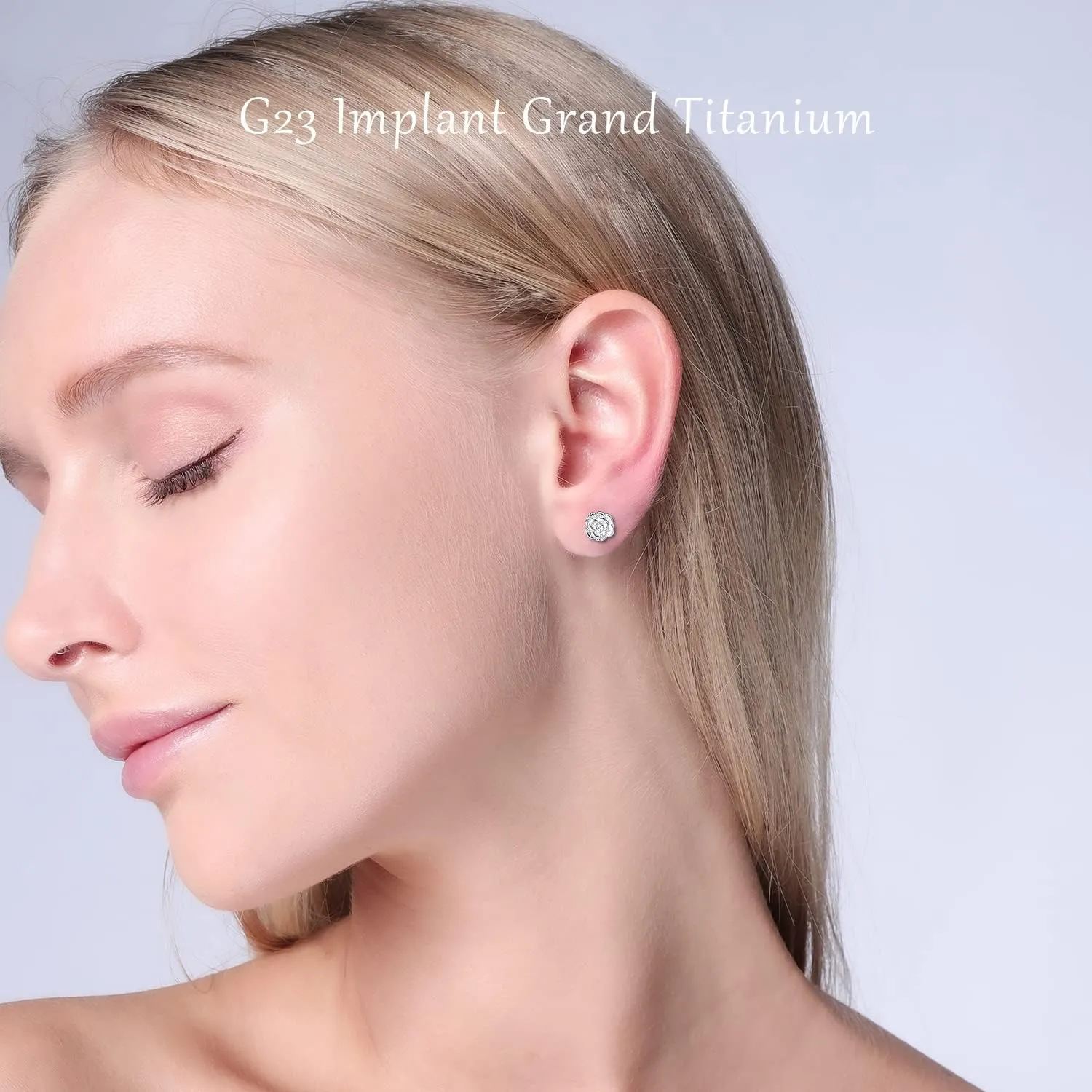 VOJO Implant Grade G23 Titanium Stud Earrings for Sensitive Ears Post Pierced Cartilage Lobe Earring Stud for Women