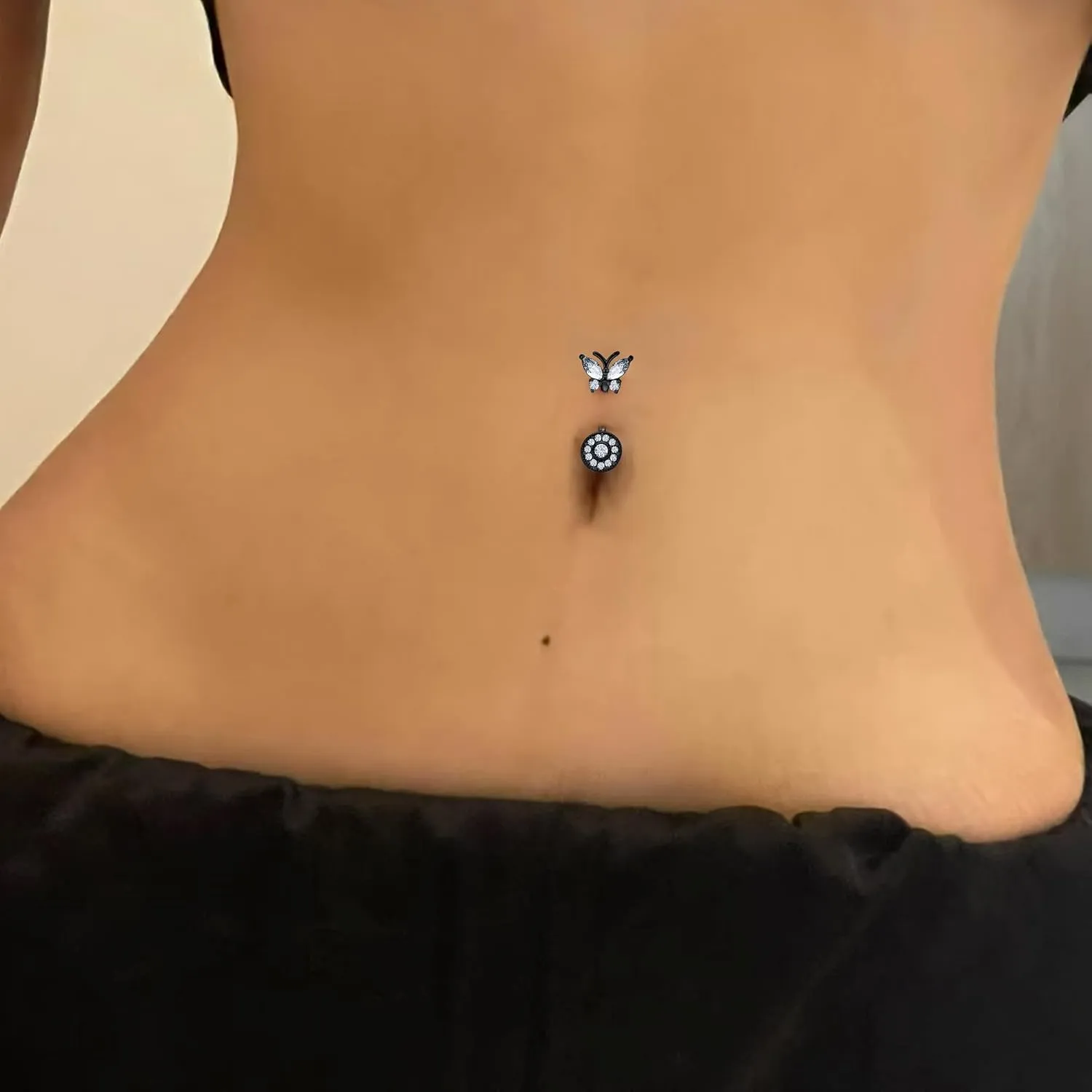 Vsnnsns 14G Belly Button Ring Piercing Jewelry 316L Stainless Surgical Steel Heart CZ Opal Butterfly Navel Rings Reverse Belly Button Ring Navel Piercing Jewelry for Women Men Hypoallergenic