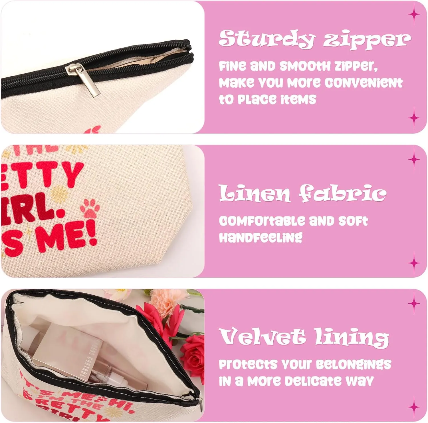 WALLFID Makeup Cosmetic Bag for Girls, Music Lovers Singer Fans, Birthday Gift for Girl, Travel Bag for Friends Sister, with Friendship Bracelets (Swifftie)