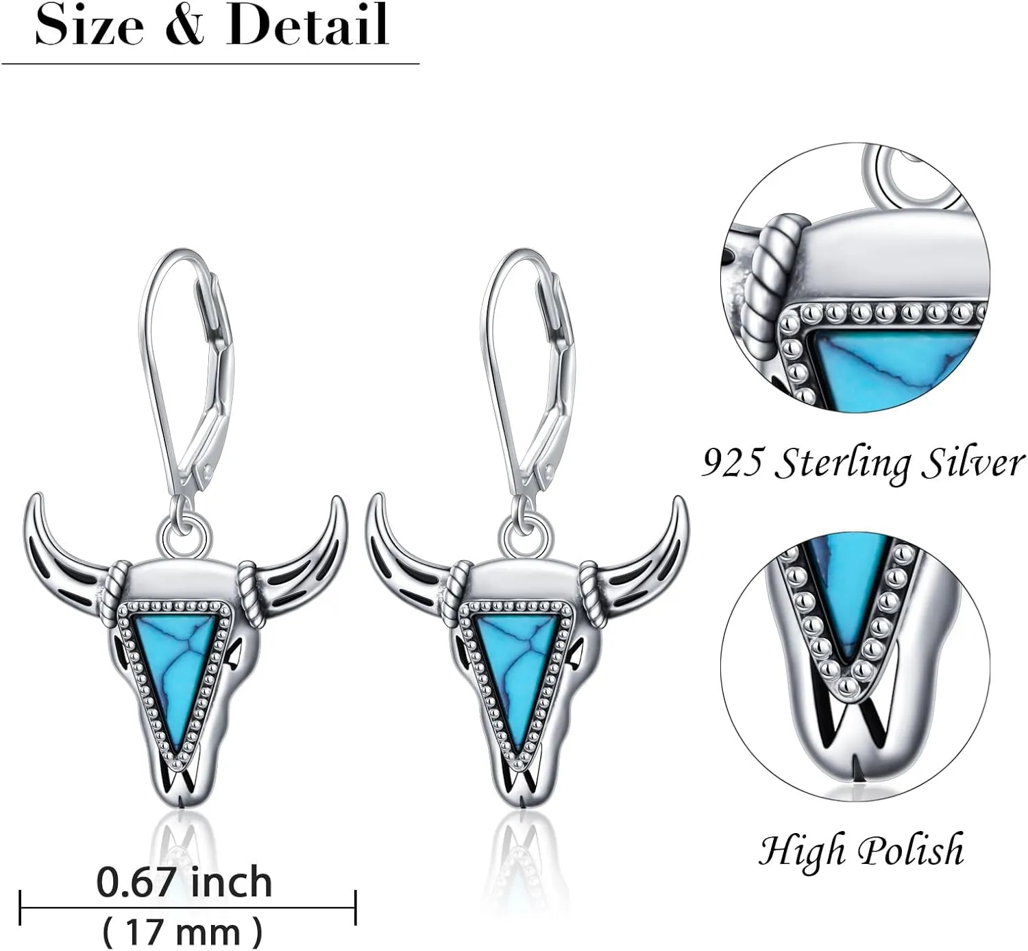 Western Cow Set 925 Sterling Silver Turquoise Cow Skull Earrings/Choker Necklace Cowgirl Boot Dangle Earrings Cowgirl Cowboy Jewelry Set Bohemian Jewelry Gift for Women Men