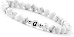 White pearl bracelet (initial bracelet) bracelet for couples with letter (best friend bracelets) (letter G)