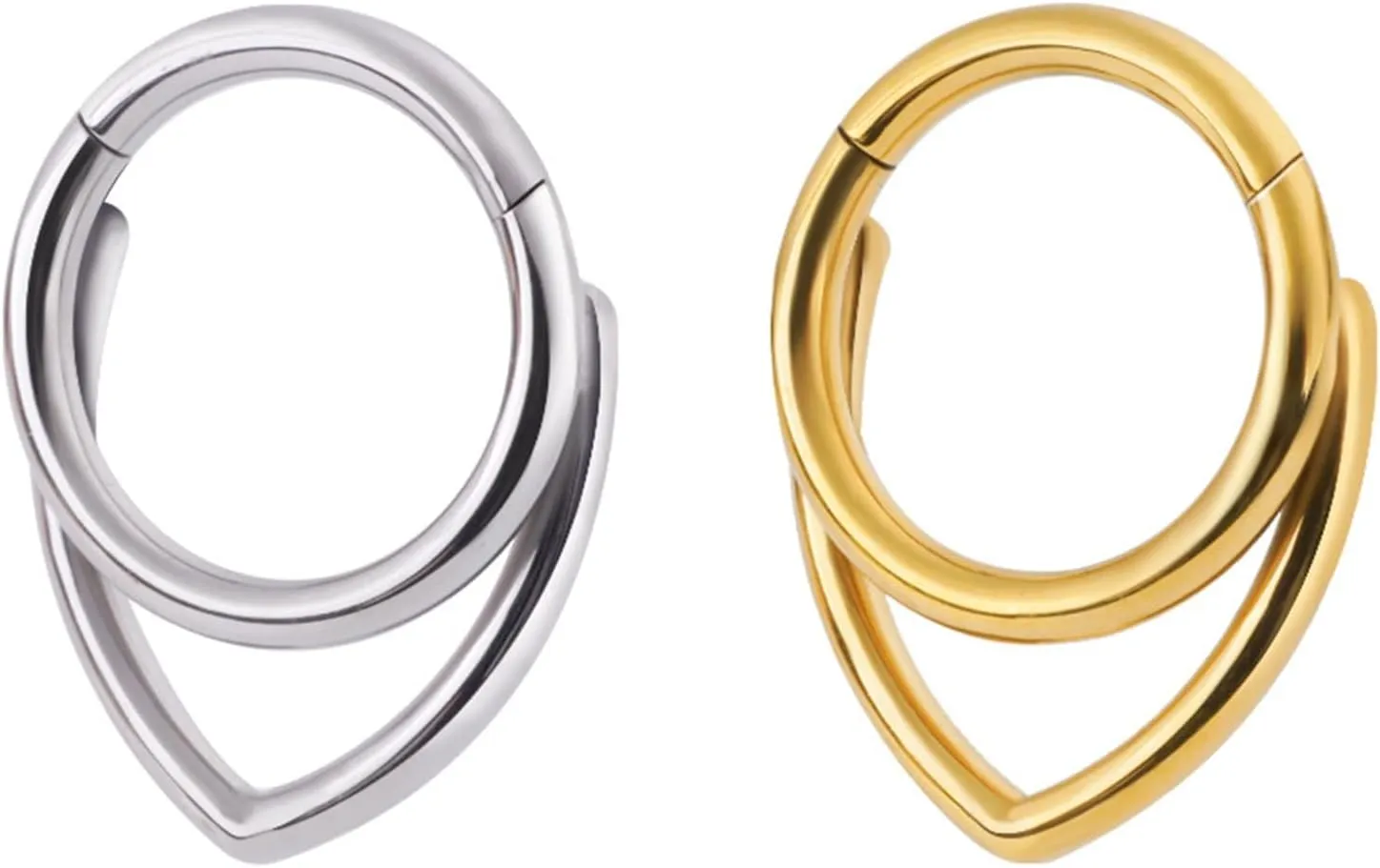 Woman Men 16 Gauge Septum Ring 16G Hinged Nose Ring Daith Earrings Clicker Rings Piercing Jewelry Gold-Silver