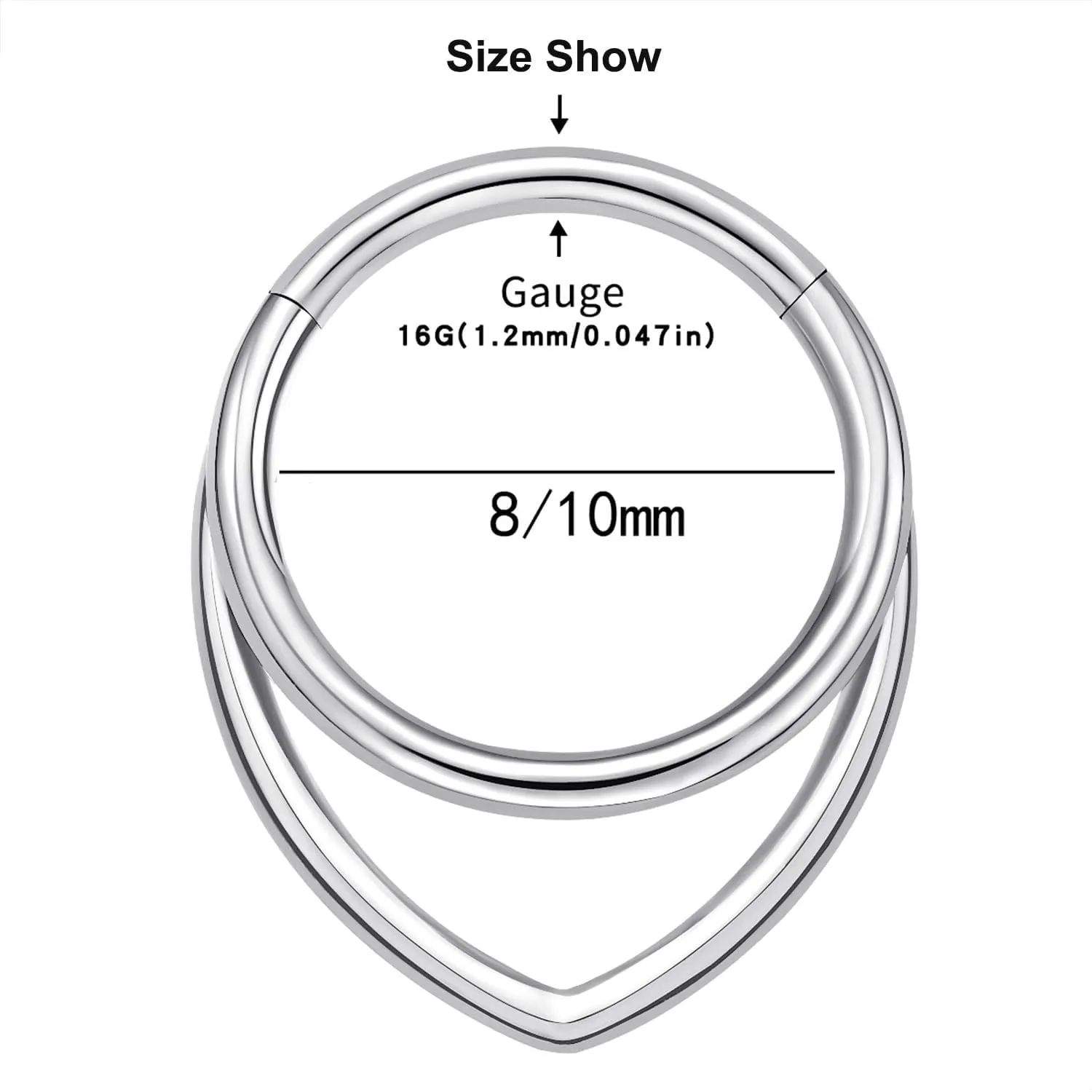 Woman Men 16 Gauge Septum Ring 16G Hinged Nose Ring Daith Earrings Clicker Rings Piercing Jewelry Gold-Silver