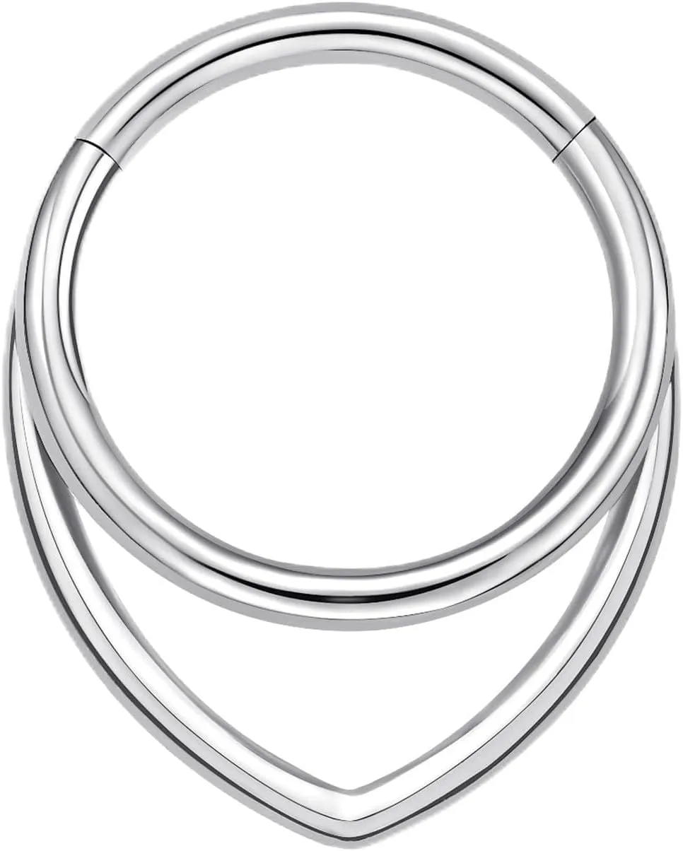 Woman Men 16 Gauge Septum Ring 16G Hinged Nose Ring Daith Earrings Clicker Rings Piercing Jewelry Gold-Silver