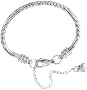Womens Beads Chrms for Bracelets Heart Charm Stainless Steel Snake Chain 15 16 17 18 19 20 21 cm Jewelry Daughter Sister Jewelry