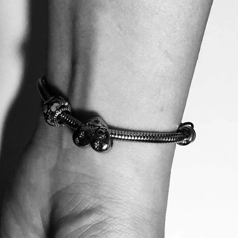 Womens Beads Chrms for Bracelets Heart Charm Stainless Steel Snake Chain 15 16 17 18 19 20 21 cm Jewelry Daughter Sister Jewelry