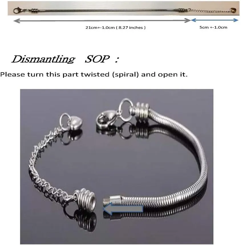 Womens Beads Chrms for Bracelets Heart Charm Stainless Steel Snake Chain 15 16 17 18 19 20 21 cm Jewelry Daughter Sister Jewelry