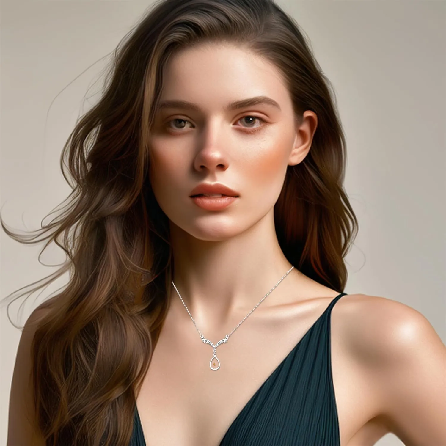 Women's Mustard Seed Necklace - Cross/Love/Droplets/Round Pendant Cubic Zirconia Pave V-shaped Necklaces Religious Jewelry for Women Wife Her
