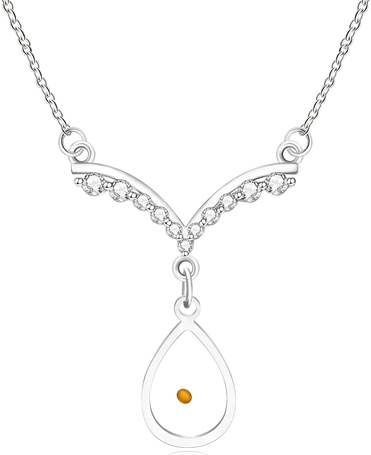 Women's Mustard Seed Necklace - Cross/Love/Droplets/Round Pendant Cubic Zirconia Pave V-shaped Necklaces Religious Jewelry for Women Wife Her