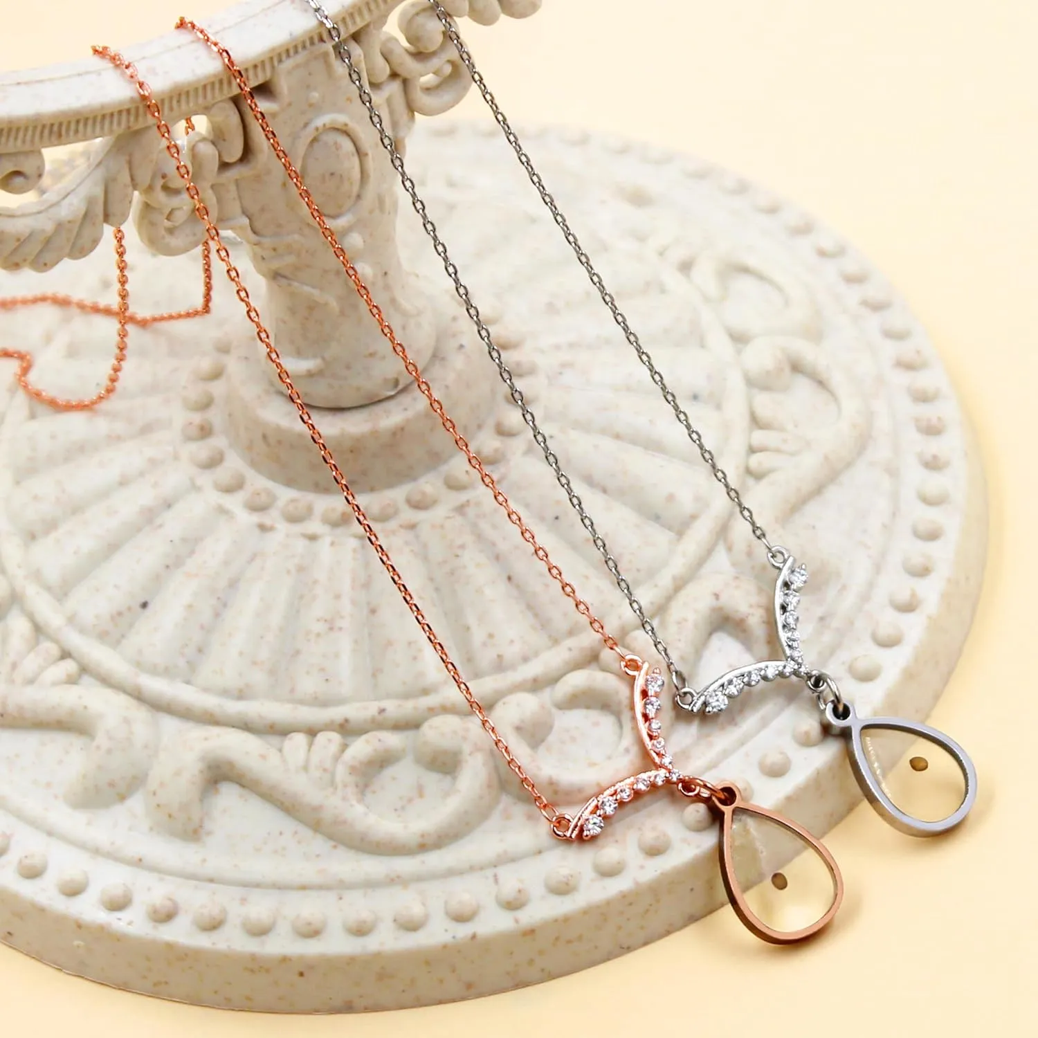 Women's Mustard Seed Necklace - Cross/Love/Droplets/Round Pendant Cubic Zirconia Pave V-shaped Necklaces Religious Jewelry for Women Wife Her
