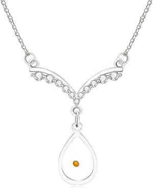 Women's Mustard Seed Necklace - Cross/Love/Droplets/Round Pendant Cubic Zirconia Pave V-shaped Necklaces Religious Jewelry for Women Wife Her