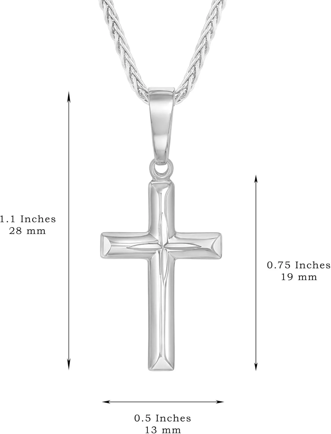 Womens Solid Sterling Silver Cross Necklace and Adjustable Chain - Ready To Give Gift In Box