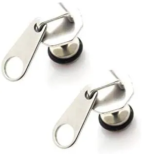 Xusamss Punk Body Piercing Stainless Steel Zipper Stud Earrings