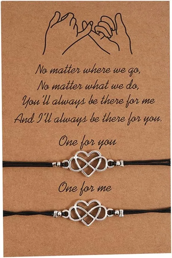 YALLNASL Anniversary Christmas Gift for Couples Friends Matching Relationship Friendship Bracelets for Husband Wife Best Friends Pinky Promise Bracelet Set for Women Men