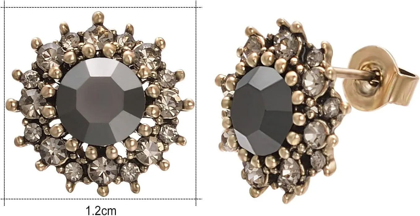 Yoursfs Vintage Black Cz Stud Earrings For Women Gold Plate Cut Diamond Stud Ear Cubic Zircon Jewelry