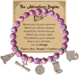 YUZHEJIE Graduation Gifts for Her Him 2025 Inspirational Compass Graduation Bracelet for Women Middle High School College Students 5th 8th Grade Graduation Gifts jewelry