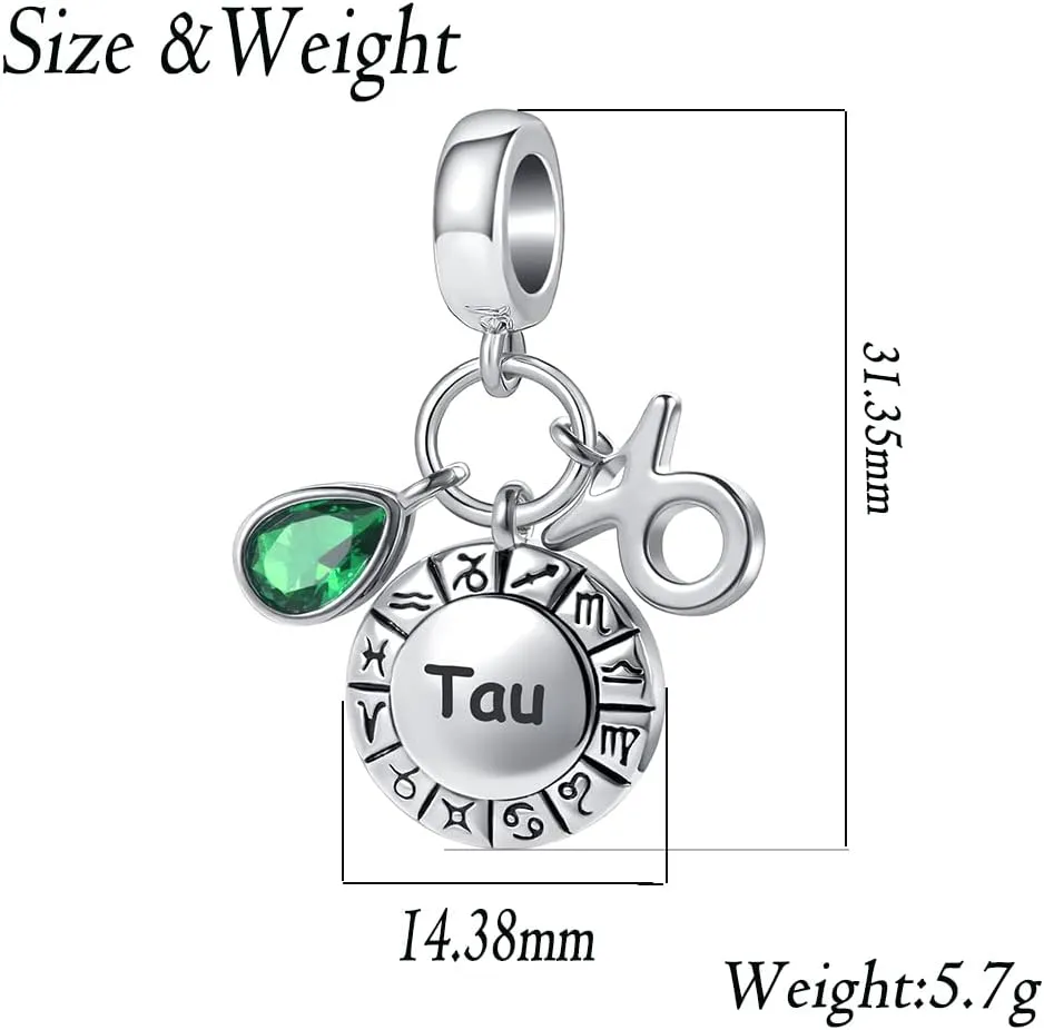 Zodiac 12 Constellation Charm Horoscope Sign Astrology Birthday Birthstone Charms For Pandora Charm Bracelets Necklac