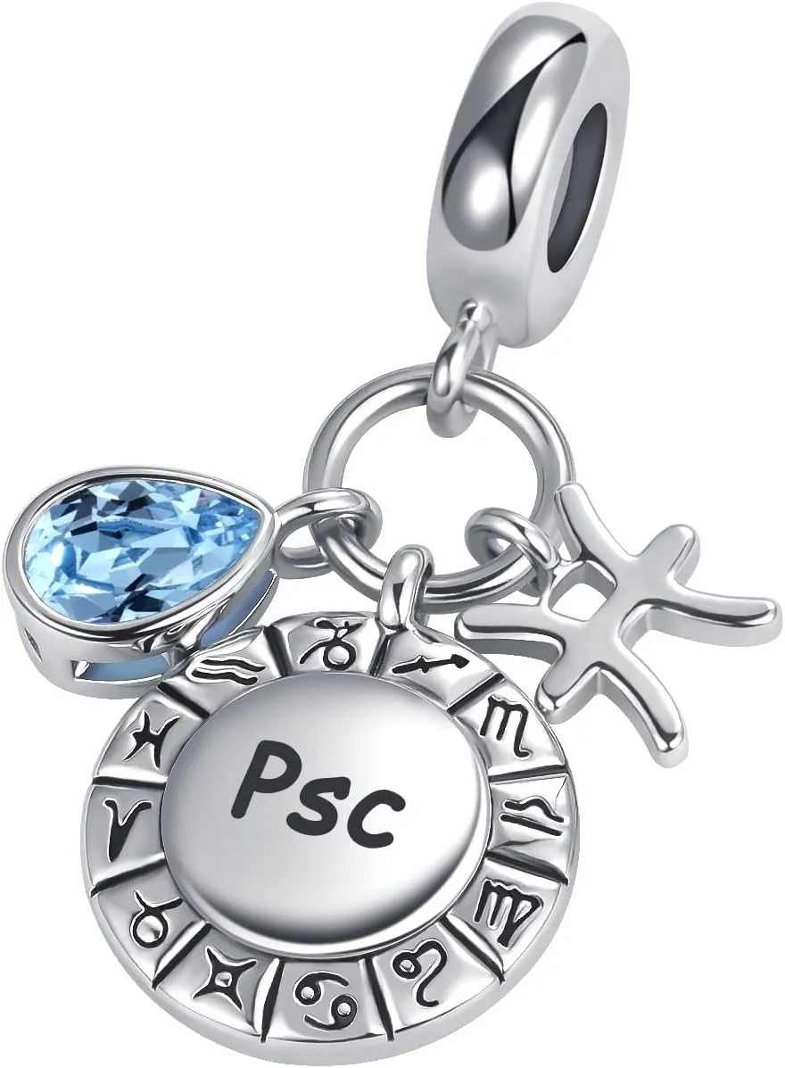 Zodiac 12 Constellation Charm Horoscope Sign Astrology Birthday Birthstone Charms For Pandora Charm Bracelets Necklac