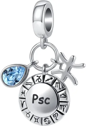 Zodiac 12 Constellation Charm Horoscope Sign Astrology Birthday Birthstone Charms For Pandora Charm Bracelets Necklac